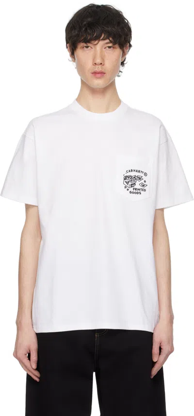 Carhartt Work In Progress Fragments Embroidered Pocket Organic Cotton T-shirt In White
