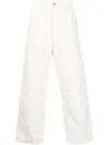 Carhartt Wide Leg Cotton Trousers With Side Pockets In White