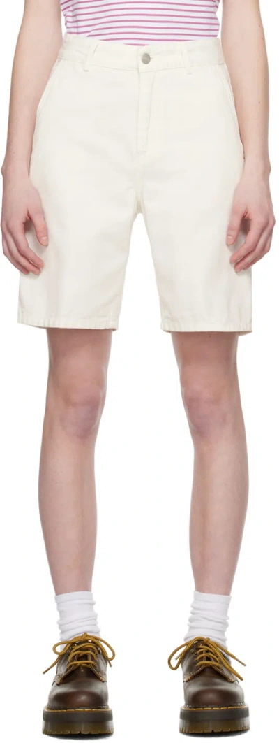 Carhartt White Pierce Shorts In Wax Rinsed