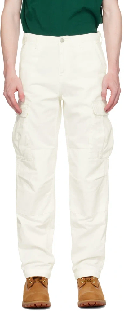 Carhartt White Regular Cargo Pants In D6 Wax