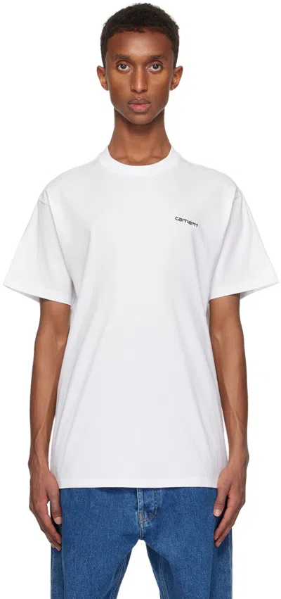 Carhartt White Script Embroidery T-shirt In 00axx White / Black