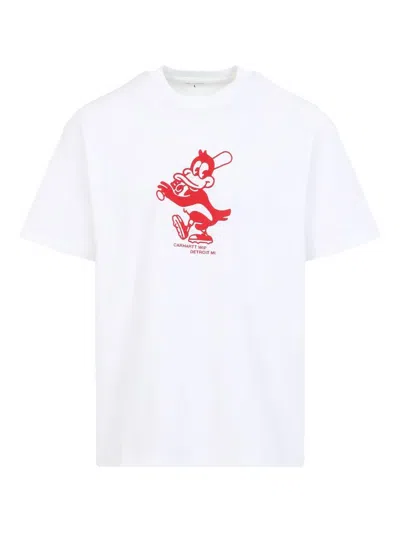 Carhartt White T-shirt In Cotton With Red Duck Print