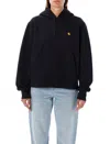 Carhartt Wip Black Cotton Hooded American Script Sweat In Black