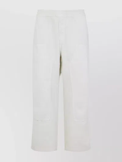 Carhartt Wide Leg Cropped Trousers Pockets In White