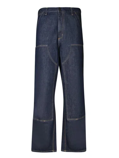 Carhartt Logo-patch Straight-leg Jeans In Black
