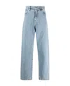 Carhartt Wide Leg Cotton Blend Denim Trousers In Blue