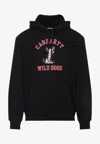 Carhartt Graphic Print Black Hoodie With Drawstring Hood And Ribbed Details In Black