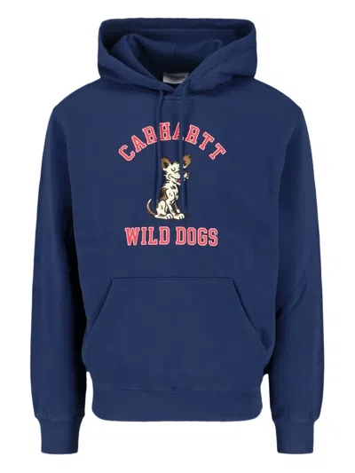 Carhartt Graphic Hooded Sweatshirt Kangaroo Pocket In Blue