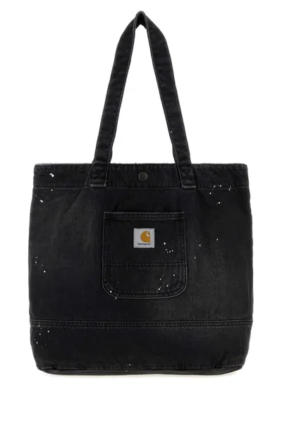 Carhartt Wip 45cm X 35cm X 15cm Denim Tote Handbag With 25cm Handle In Black