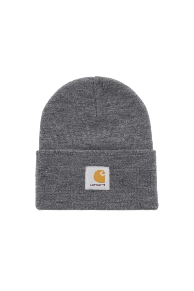 Carhartt Wip Logo Patch Beanie Hat In 灰色的
