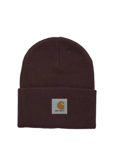 Carhartt Wip "acrylic Watch" Beanie In Burgundy