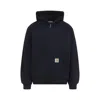 Carhartt Hooded Jacket With Pockets And Ribbed Finish In Black