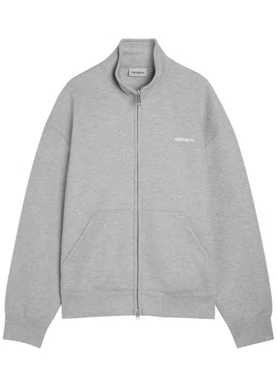 Carhartt Mens Grey Heather / White Alda Zip-up Funnel-neck Cotton-blend Sweatshirt In Gray