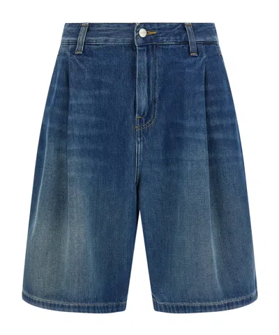 Carhartt Wip Alta Pleated Denim Shorts In Blue