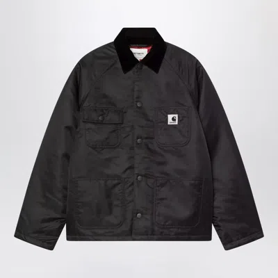 Carhartt Wip Alumni Chore Coat Jacket In Black Nylon
