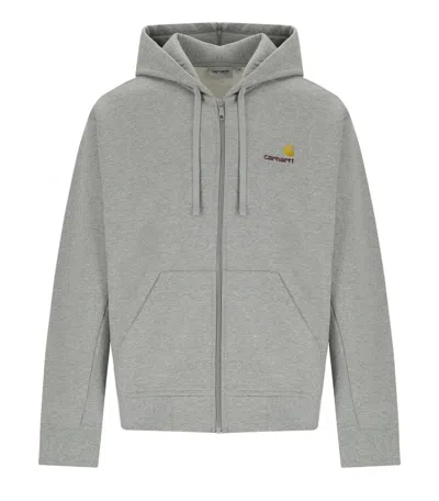 Carhartt Wip American Script Grey Hoodie In Gray