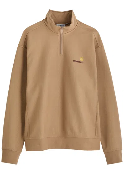 Carhartt Wip American Script Half-zip Cotton-blend Sweatshirt In Brown