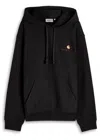 Carhartt Wip American Script Hooded Cotton Sweatshirt In Black