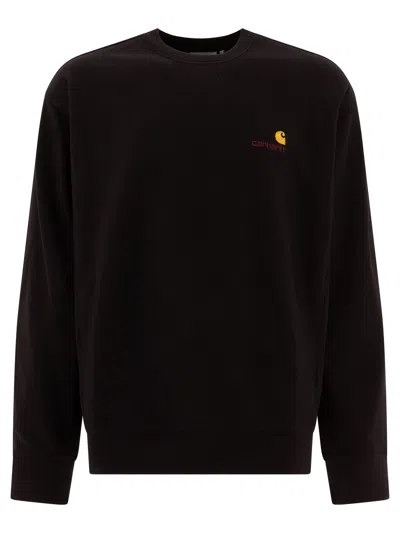 Carhartt American Script Drop-shoulder Sweatshirt In Black