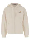 Carhartt Hooded Script Cotton Sweatshirt Pockets In Neutral