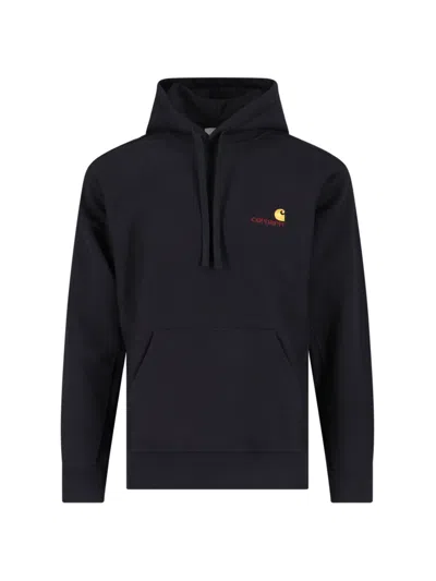 Carhartt Wip American Script Sweatshirt With Fixed Hood And Kangaroo Pocket For Men In Yellow
