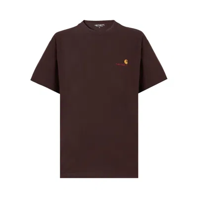 Pre-owned Carhartt Wip American Script T-shirt 'palisander' | Brown | Men's Size Xxl