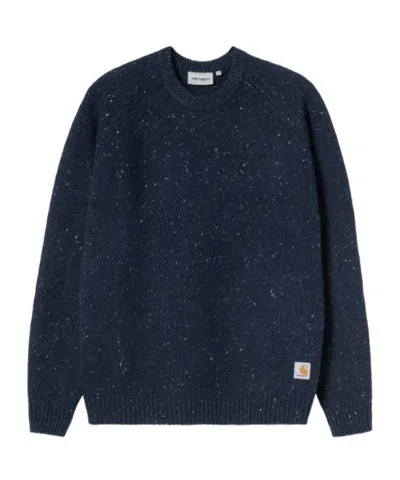 Carhartt Wip Anglistic Crewneck Knitted Jumper In Blue