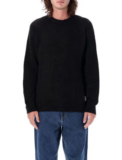Carhartt Wip Anglistic Crewneck Wool Sweater In Black