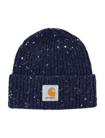 Carhartt Wip Anglistic Wool And Cotton Beanie In Blue