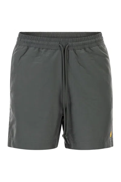Carhartt Wip Beach Shorts With Logo In Gray