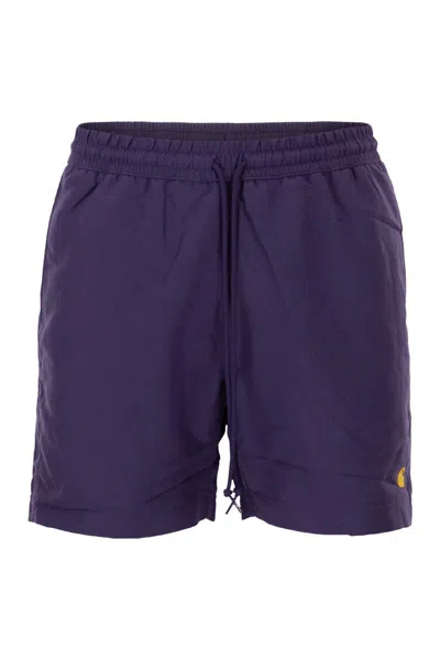 Carhartt Wip Beach Shorts With Logo In Purple