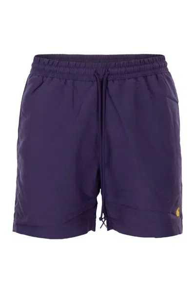 Carhartt Wip Beach Shorts With Logo In Purple