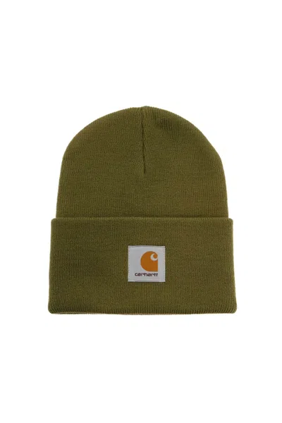 Carhartt Wip Beanie Hat With Logo Patch In Green