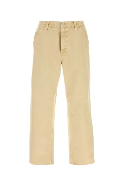 Carhartt Wip Beige Denim Single Knee Pant In Yellow