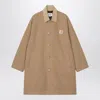 Carhartt Long Sleeve Collared Coat Front Pockets In Brown