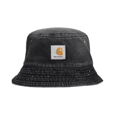 Pre-owned Carhartt Wip Belmar Bucket Hat 'black (destroy Wash, Splatter)' | Men's Size S/m