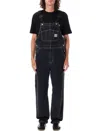 Carhartt Denim Dungarees With Adjustable Straps In Black Stone Wash
