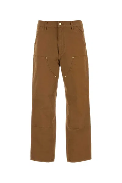 Carhartt Wip Biscuit Cotton Double Knee Pant In Brown