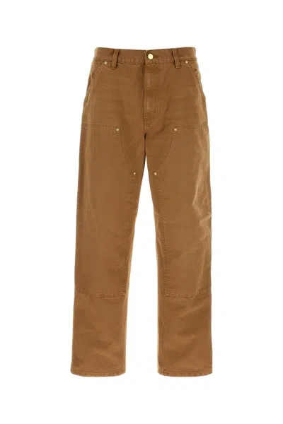 Carhartt Wip Biscuit Cotton Double Knee Pant In Brown