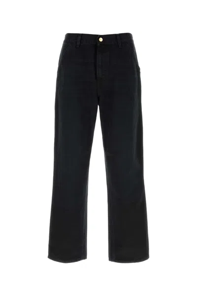 Carhartt Wip Black Canvas Single Knee Pant In Yellow