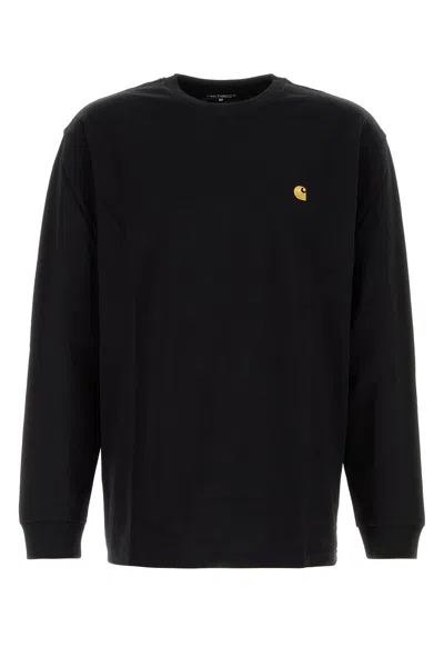 Carhartt Chase T-shirt With Crew Neck And Long Sleeves In Black