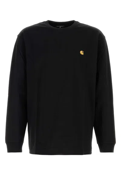 CARHARTT CARHARTT WIP BLACK COTTON L/S CHASE T-SHIRT