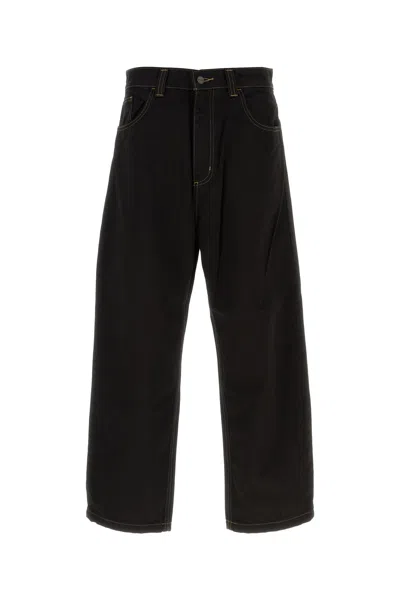 Carhartt Brandon Wide Leg Denim Trousers In Black