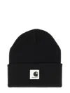 Carhartt Black Logo Beanie Hat In Black