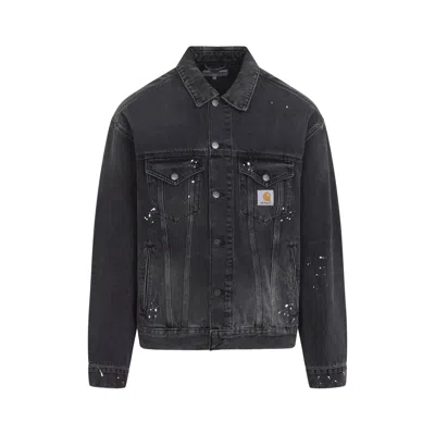 Carhartt Helston Denim Jacket Spread Collar In Black