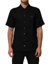 Carhartt Black Linen Collared Short Sleeve Polo Shirt In Black