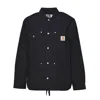 Carhartt Michigan Corduroy-trimmed Organic Cotton-canvas Chore Jacket In Black