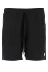 Carhartt Wip Black Polyester Chase Swim Trunk In Black