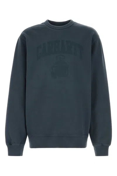 Carhartt Wip Faded Pond Corps Cotton Sweatshirt In Transparent