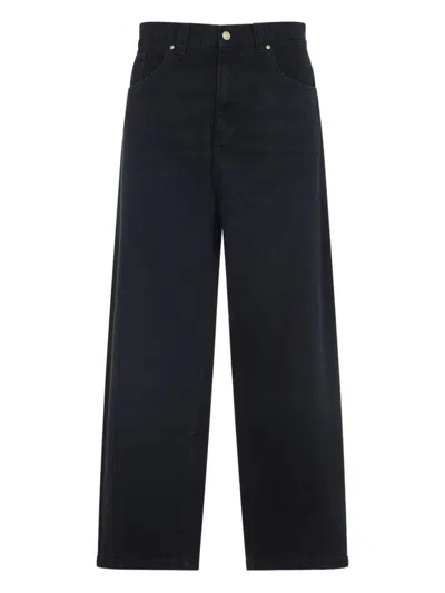 Carhartt Brandon Cotton High Waist Trousers Pockets In Black